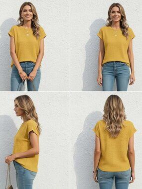 Yellow Waffle Knit Tunic Shirt